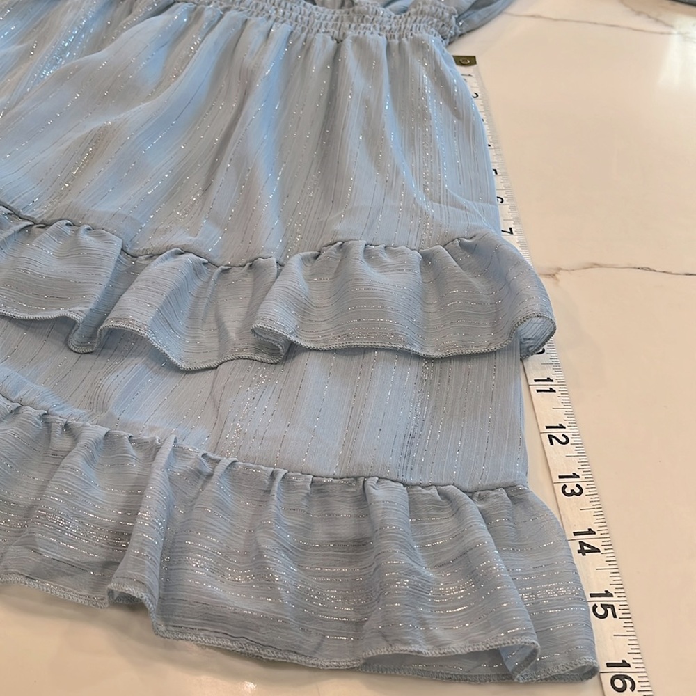 Altar’d State XS Blue Long Sleeve Dress with Silver thread throughout. Like New - Picture 10 of 16